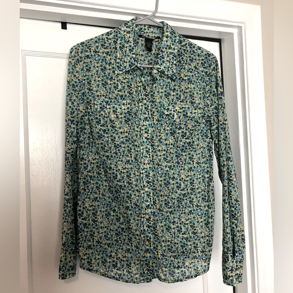 Lucky brand floral button down shirt - small